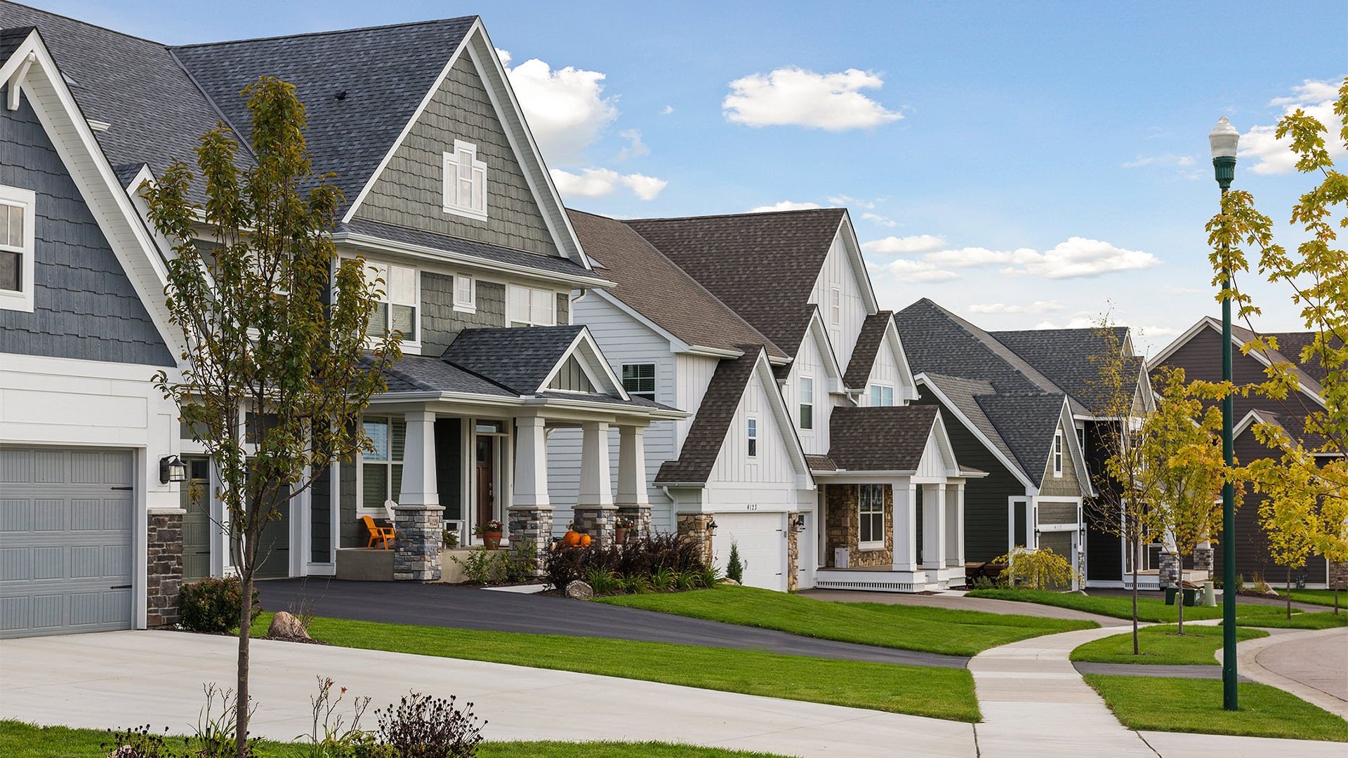 Streetscape in Spirit of Brandtjen Farm neighborhood, Lakeville, MN.